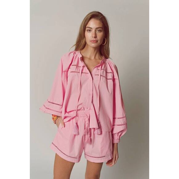 The Shirt by Rochelle Behrens Hannah Shorts Pink XS High Waist Quiet Luxury NEW